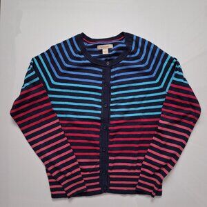 GH Bass & Co. Blue and PInk Striped Cotton Cardigan